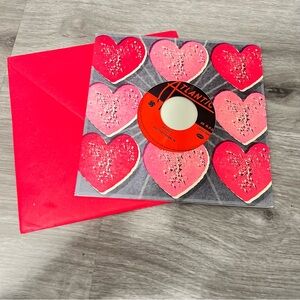 Heart-Shaped Vinyl Record Sleeve with Red Envelope